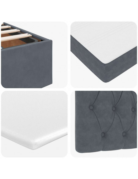 Struttura Letto Pouf con Materasso 140x190 cm Velluto