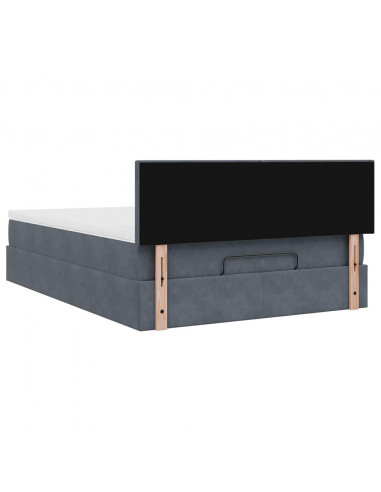 Struttura Letto Pouf con Materasso 140x190 cm Velluto