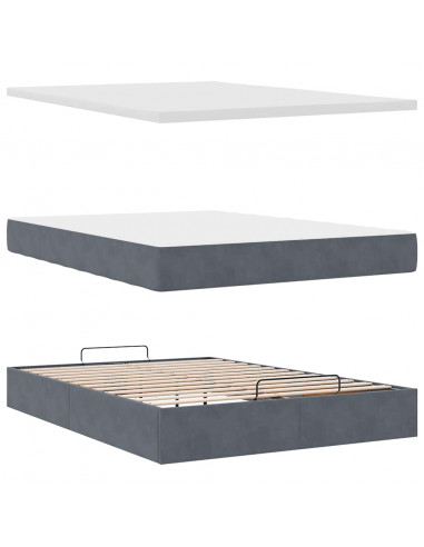 Struttura Letto Pouf con Materasso 140x190 cm Velluto