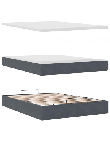 Struttura Letto Pouf con Materasso 140x190 cm Velluto