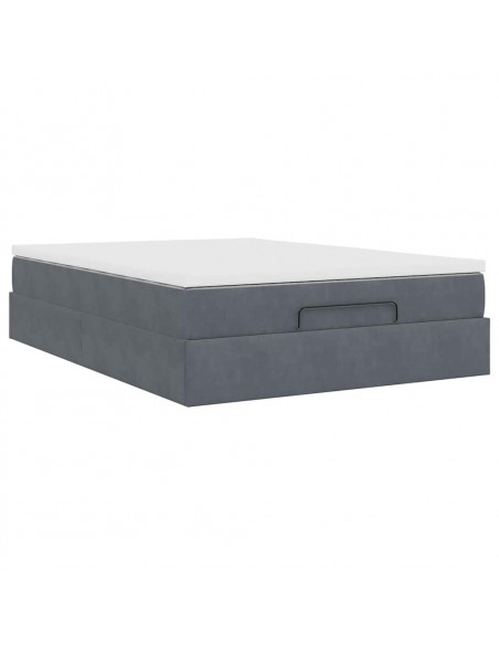 Struttura Letto Pouf con Materasso 140x190 cm Velluto