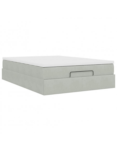 Struttura Letto Pouf con Materasso 140x200 cm in Velluto