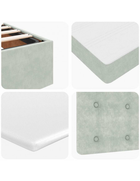 Struttura Letto Pouf con Materasso 140x200 cm in Velluto