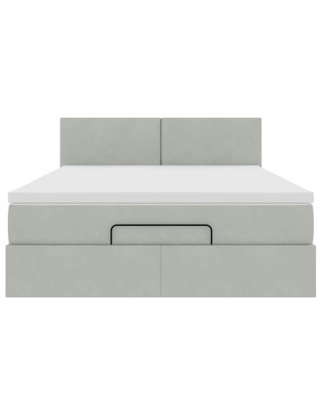 Struttura Letto Pouf con Materasso 140x200 cm in Velluto