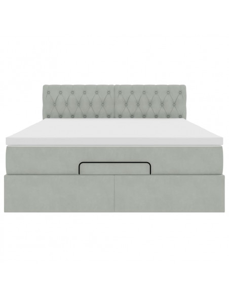 Struttura Letto Pouf con Materasso 140x200 cm in Velluto