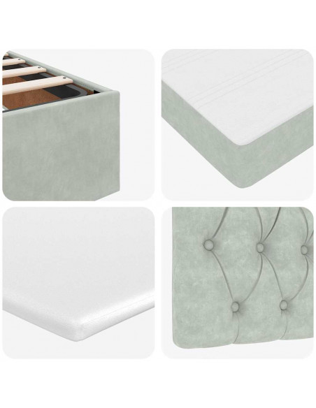 Struttura Letto Pouf con Materasso 140x200 cm in Velluto