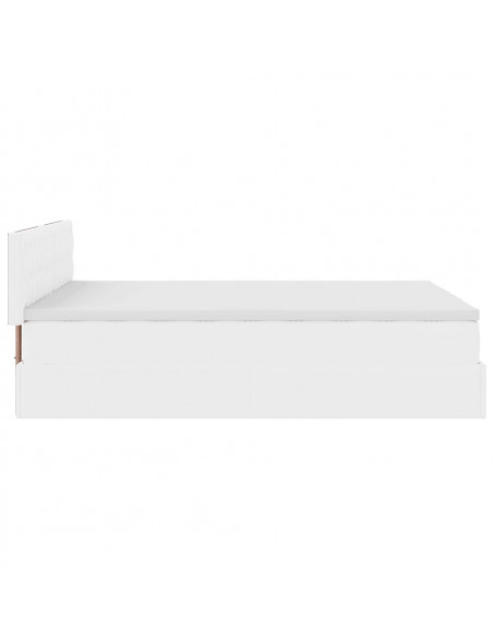 Struttura Letto Pouf con Materasso Bianco 140x190 cm Similpelle