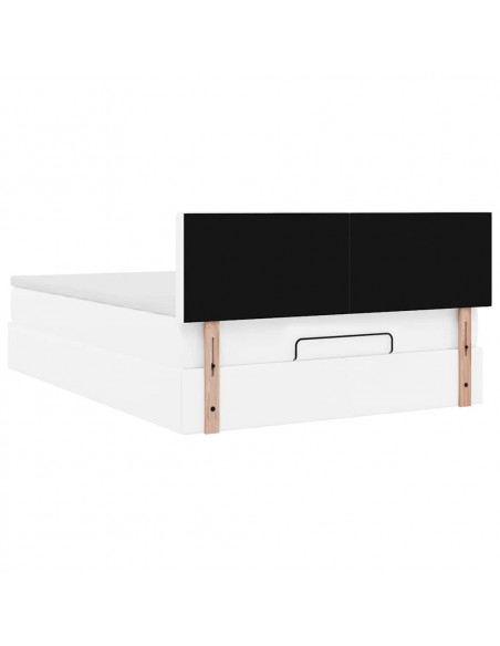Struttura Letto Pouf con Materasso Bianco 140x190 cm Similpelle