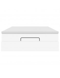 Struttura Letto Pouf con Materasso Bianco 140x190 cm Similpelle