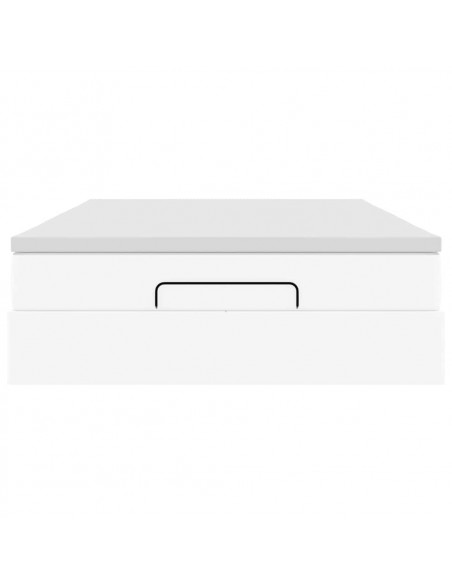 Struttura Letto Pouf con Materasso Bianco 140x190 cm Similpelle
