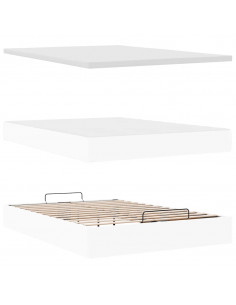 Struttura Letto Pouf con Materasso Bianco 140x190 cm Similpelle 2