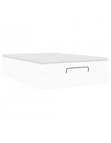 Struttura Letto Pouf con Materasso Bianco 140x190 cm Similpelle