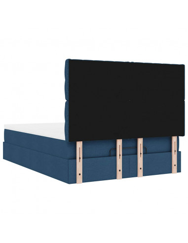 Struttura Letto Pouf con Materasso Blu 140x190 cm in Tessuto