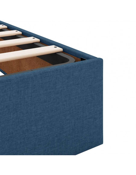 Struttura Letto Pouf con Materasso Blu 140x190 cm in Tessuto