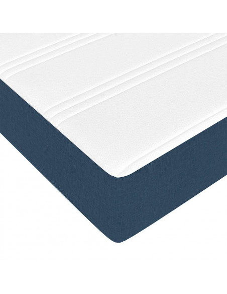 Struttura Letto Pouf con Materasso Blu 140x190 cm in Tessuto