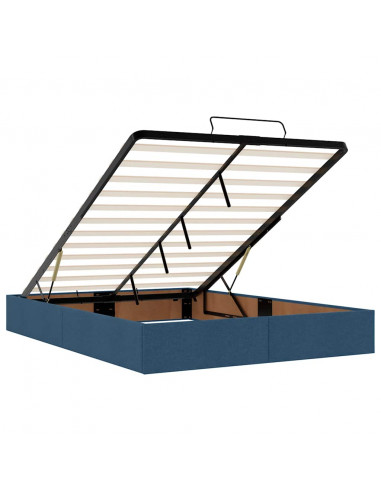 Struttura Letto Pouf con Materasso Blu 140x190 cm in Tessuto