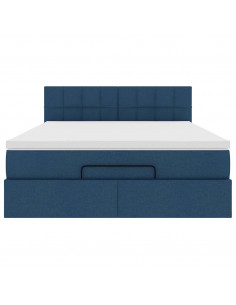 Pouf Letto con Materasso Blu 140x190 cm in Tessuto