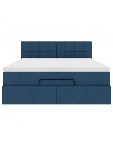 Pouf Letto con Materasso Blu 140x190 cm in Tessuto