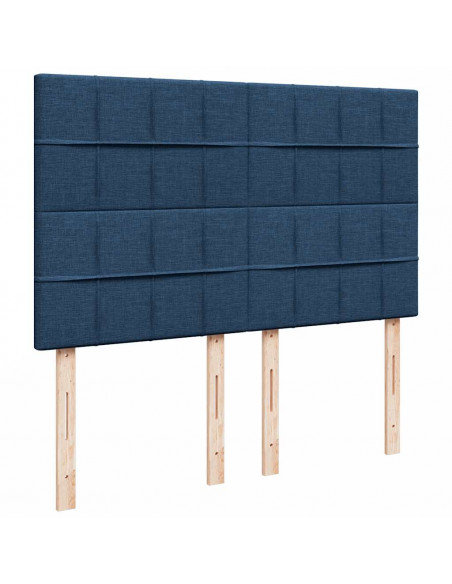 Struttura Letto Pouf con Materasso Blu 140x190 cm in Tessuto