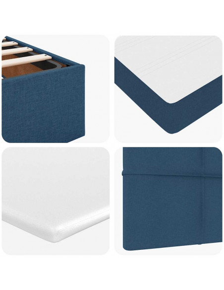Struttura Letto Pouf con Materasso Blu 140x190 cm in Tessuto