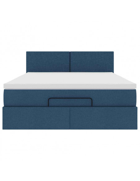 Pouf Letto con Materasso Blu 140x190 cm in Tessuto