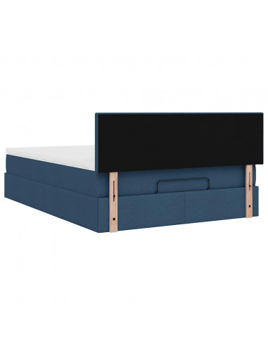 Pouf Letto con Materasso Blu 140x190 cm in Tessuto