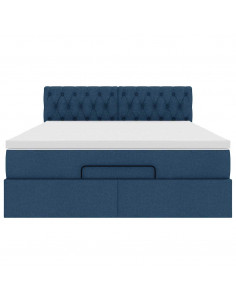 Pouf Letto con Materasso Blu 140x190 cm in Tessuto