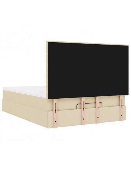 Struttura Letto Pouf con Materasso Crema 140x190 cm in Tessuto