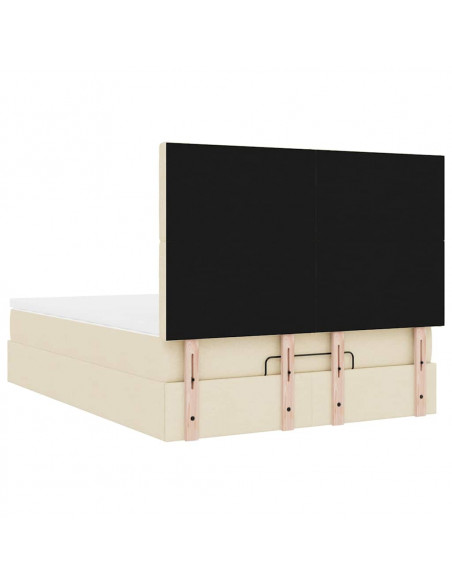 Struttura Letto Pouf con Materasso Crema 140x190 cm in Tessuto