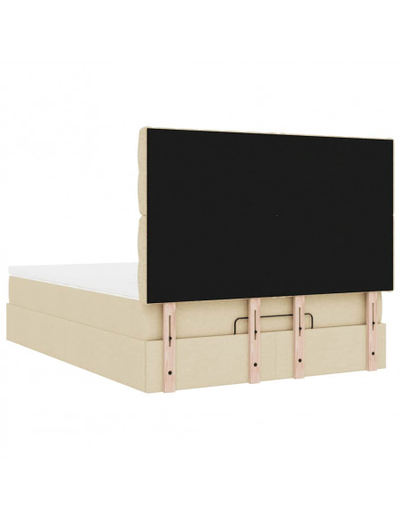Struttura Letto Pouf con Materasso Crema 140x190 cm in Tessuto