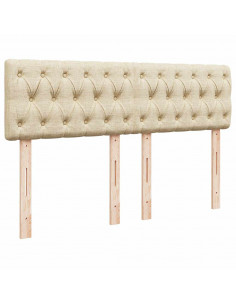 Struttura Letto Pouf con Materasso Crema 140x190 cm in Tessuto 2