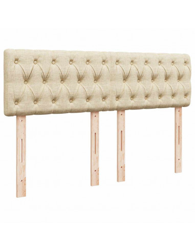 Struttura Letto Pouf con Materasso Crema 140x190 cm in Tessuto