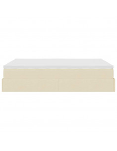 Struttura Letto Pouf con Materasso Crema 140x190 cm in Tessuto