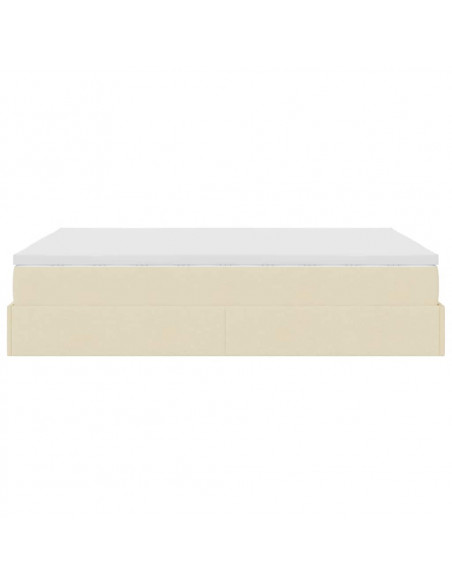 Struttura Letto Pouf con Materasso Crema 140x190 cm in Tessuto