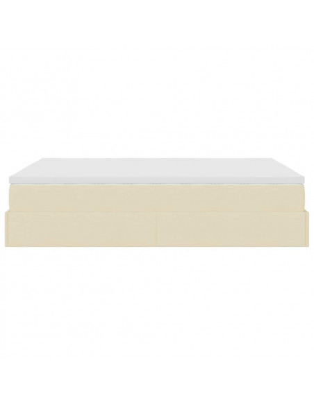 Struttura Letto Pouf con Materasso Crema 140x190 cm in Tessuto
