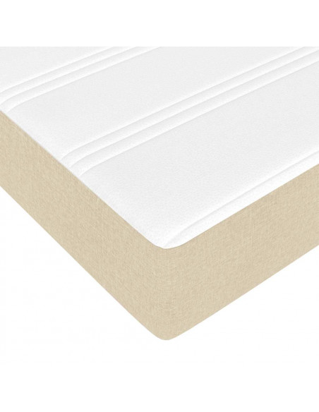 Struttura Letto Pouf con Materasso Crema 140x190 cm in Tessuto