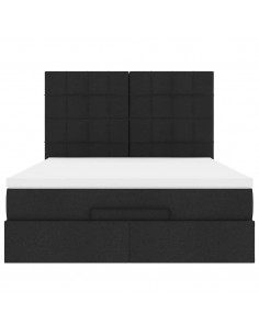 Struttura Letto Pouf con Materasso Nero 140x190 cm in Tessuto