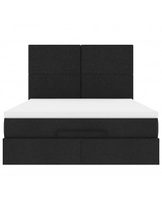 Struttura Letto Pouf con Materasso Nero 140x190 cm in Tessuto