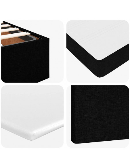 Struttura Letto Pouf con Materasso Nero 140x190 cm in Tessuto