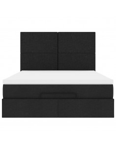 Struttura Letto Pouf con Materasso Nero 140x190 cm in Tessuto 2