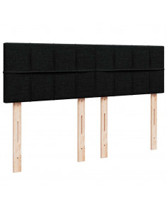 Struttura Letto Pouf con Materasso Nero 140x190 cm in Tessuto