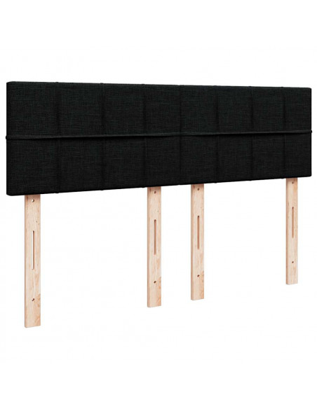 Struttura Letto Pouf con Materasso Nero 140x190 cm in Tessuto