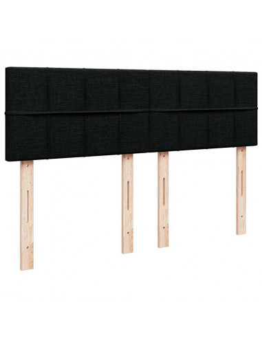 Struttura Letto Pouf con Materasso Nero 140x190 cm in Tessuto