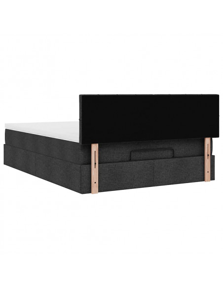 Struttura Letto Pouf con Materasso Nero 140x190 cm in Tessuto