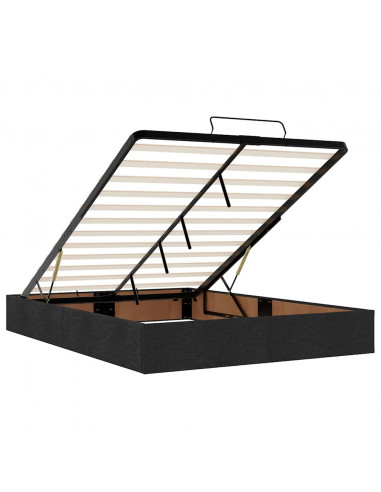 Struttura Letto Pouf con Materasso Nero 140x190 cm in Tessuto