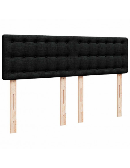 Struttura Letto Pouf con Materasso Nero 140x190 cm in Tessuto