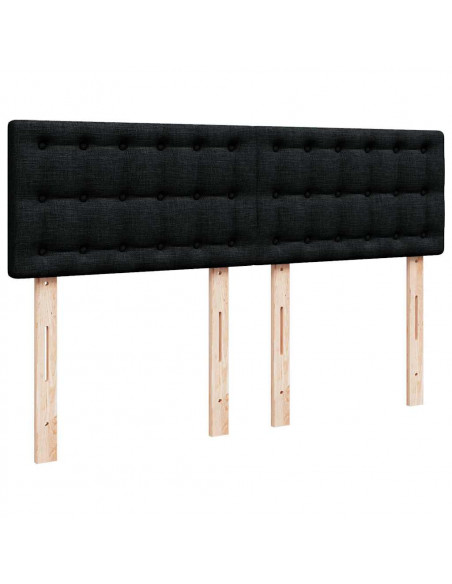 Struttura Letto Pouf con Materasso Nero 140x190 cm in Tessuto