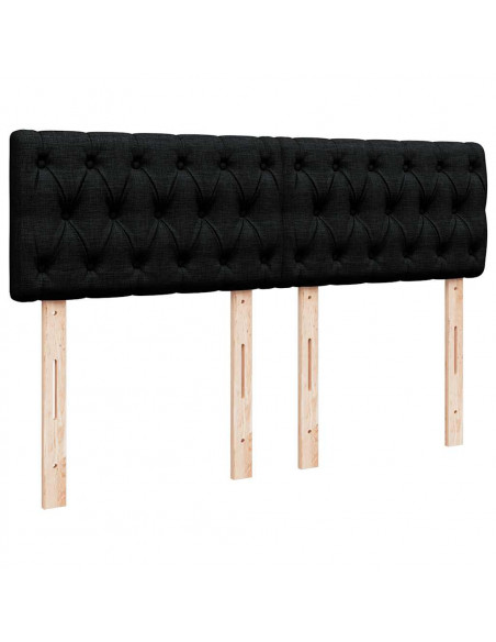 Struttura Letto Pouf con Materasso Nero 140x190 cm in Tessuto