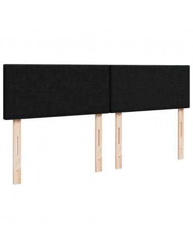 Struttura Letto Pouf con Materasso Nero 140x190 cm in Tessuto