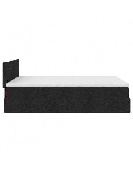 Struttura Letto Pouf con Materasso Nero 140x190 cm in Tessuto